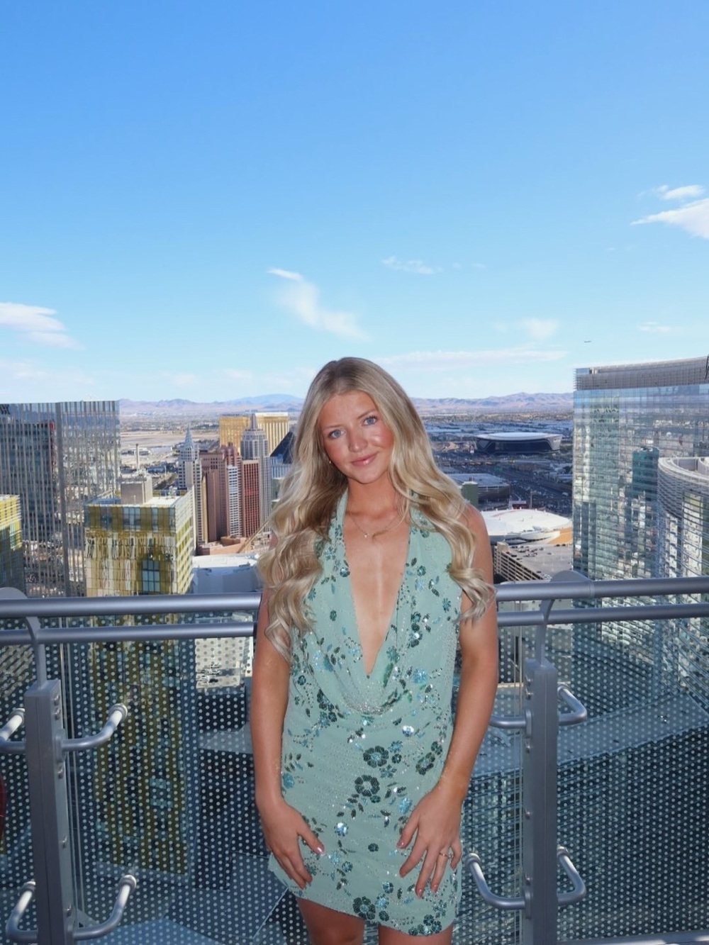 Sequin Embellished Mint Green Plunge Mini Dress